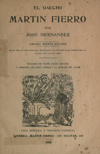 Jos©Øe Hern©Øandez: El gaucho Martín Fierro (1894, Libreria "Martin Fierro")